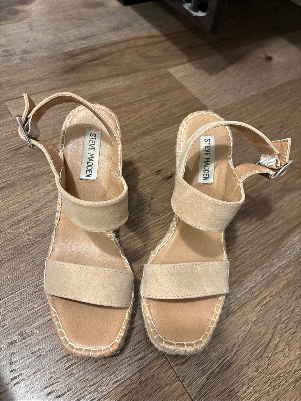 Steve Madden Tan Suede Espadrille Ankle-Strap Sandals